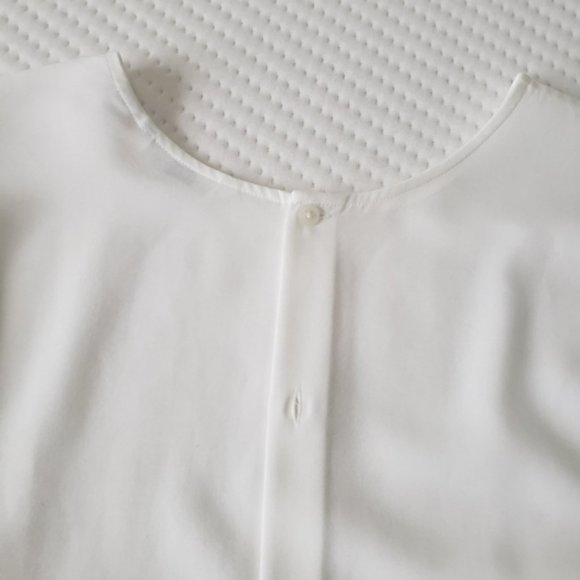 Uniqlo White Rayon Button Blouse XS - Picture 4 of 7